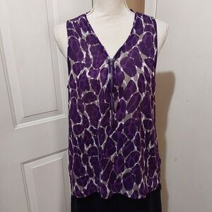 🌺 Like New Banana Republic Purple Print Sleeveless Blouse